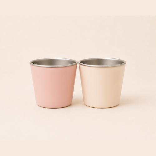 BRAI + CO. Little Eaters drinking cups in Blush Pink and Butter Cream